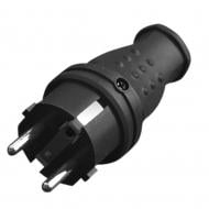 Вилка штепсельна ELM (41-0043) із заземленням 250В 16А IP44 термопласт чорний