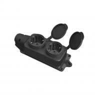 Колодка ELM с заземлением 2 гн. без выключателя 02 черный 41-0039