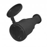 Гніздо штепсельне ELM з кришкою (41-0037) із заземленням 250В 16А IP44 термопласт чорний