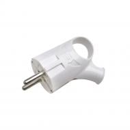 Вилка электрическая угловая ELM с кольцом 41-0013 с заземлением 250В 16А IP20 ABS-пластик белый