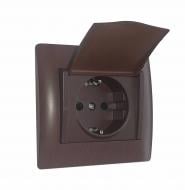 Розетка с крышкой с заземлением LXL Oscar IP20 венге TL1121С Wenge
