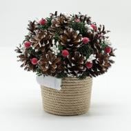 Сувенир новогодний Шар из шишек и декора 20 см с LED-подсветкой К2020Л