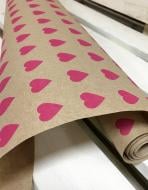 Папір для пакування крафт принт ТМ LOVE & HOME Серце рожевий 0,7x2 м