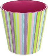 Горшок пластиковый Алеана Деко 13х12,5 см Полоски круглый 1,1 л фуксия