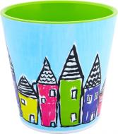 Горщик пластиковий Алеана Деко Амстердам круглий 1,8 л білий із салатовим