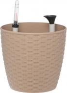 Горщик пластиковий Алеана Ротанг круглий 0,9 л кремовий
