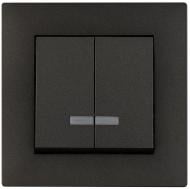 Выключатель двухклавишный Makel Rizz с подсветкой дымчатый 88050023