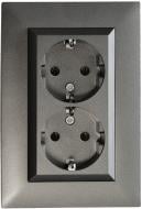 Розетка двойная с заземлением Makel Rizz IP20 дымчатый 88050082