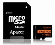 Карта памяти Apacer microSDXCSD 64 ГБ Class 10 (AP64GMCSX10U8-R) + SD адаптер