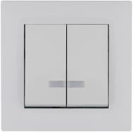 Выключатель двухклавишный Makel Rizz с подсветкой белый 88001023