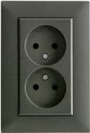 Розетка двойная без заземления Makel Rizz IP20 дымчатый 88050017