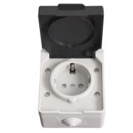 Розетка вологозахищена із заземленням з кришкою 16А 250В IP54 41-0038