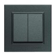 Выключатель двухклавишный Makel Rizz без подсветки дымчатый 88050003