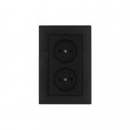 Розетка двойная без заземления Makel Rizz IP20 черный матовый 88054017