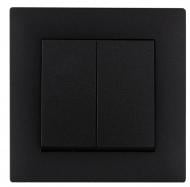 Выключатель проходной двухклавишный Makel Rizz без подсветки черный матовый 88054026