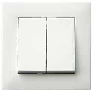 Выключатель проходной двухклавишный Makel Rizz без подсветки белый 88001026