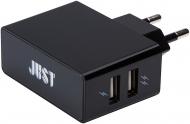 Сетевое зарядное устройство JUST Thunder Dual USB Wall Charger 2,1 A/10 W 2USB WCHRGR-THNDR-BLCK