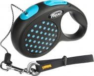 Поводок-рулетка Flexi Disign XS черный с голубыми вставками до 8 кг 3 м