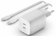 Зарядний пристрій Belkin Home Charger 65W GAN PD PPS Dual USB-С - USB-С 2m