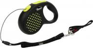 Поводок-рулетка Flexi Disign S черный с желтыми вставками до 12 кг 5 м