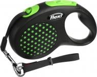 Поводок-рулетка Flexi Disign S черный с зелеными вставками до 15 кг 5 м
