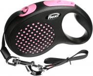 Повідець-рулетка Flexi Disign M-L чорний із рожевою вставкою до 50 кг 5 м