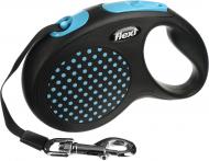 Поводок-рулетка Flexi Disign M-L черный с голубыми вставками до 50 кг 5 м