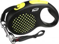 Поводок-рулетка Flexi Disign M-L черный с желтыми вставками до 50 кг 5 м