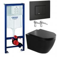 Комплект инсталляции Grohe Solido с унитазом EGO EGOIST BLACK Rimless и кнопкой Even черный мат