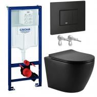 Комплект инсталляции Grohe Solido с унитазом ScandiSPA NARVIK BLACK TORNADO и кнопкой Even черный мат