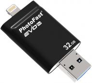 Флеш-память USB PhotoFast PhotoFast i-Flashdrive EVO Plus 16 ГБ USB 3.0LightningmicroUSB (OTG) black (EVOPLUS16GB)