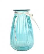 Ваза скляна CRYSTAL Rose (83000004/6) 19 см блакитна 83000004/6