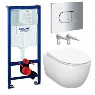 Комплект инсталляции Grohe Solido с унитазом EGO PC Egoist Rimless и кнопкой Arena хром
