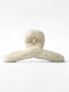 Затискач для волосся MISO accessory Хутряний з петелькою білий 15 см