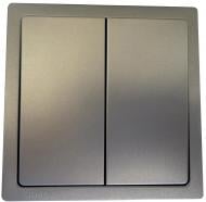 Вимикач прохідний двоклавішний Siemens Style без підсвітки платина металік 5TG72701PM00