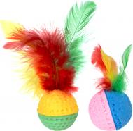 Іграшка для котів Camon М’яч для гольфа з пір’ям 6 см 2 шт. різнокольоровий