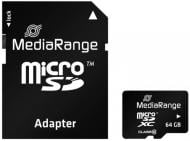 Карта памяти MediaRange microSDHC 64 ГБ Class 10 (MR955 ) + SD адаптер