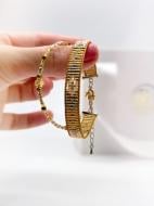 Браслет GOLD&SILVER 10 мм бежевий подвійний зі смужкою з намистинок