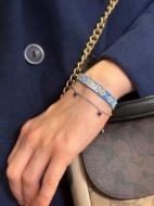 Браслет Сапфір 10 мм подвійний з ланцюжком та намистинками