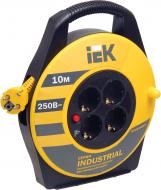 Подовжувач на котушці IEK УК10 с т/з 2Р+PЕ/10м 3х1,5 мм2 із заземленням 4 гн. чорний із жовтим 10 м WKP15-16-04-10