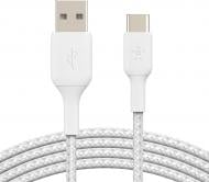 Кабель Belkin USB-A - USB-С, BRAIDED 0,15 м белый (CAB002BT0MWH)