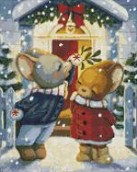 Алмазная мозаика Под омелой с голографическими стразами (AB) ©tanya_bonya Ideyka