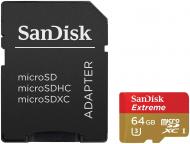 Карта пам'яті SanDisk microSDXC C10 UHS-I U3 R90MB/s 4K Extreme + SD adapter 64GB (SDSQXNE-064G-GN6MA)