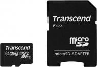 Карта памяти Transcend MicroSDXC C10 + SD адаптер 64GB (TS64GUSDXC10)