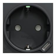 Розетка бытовая с заземлением Schneider Electric Unica New USB тип С 16А 2 модуля 10,5 Вт IP20 антрацит NU301754