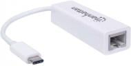 Перехідник Intracom USB Type C -Ethernet RJ45 1000 Mb Manhattan 0,2 м білий (507585)