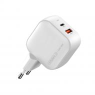 Мережевий зарядний пристрій Intaleo GaN USB-C PD+USB-A QC 3.0 (TCGQPD482)