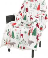 Плед KM Новогодний 100% полиэстер 150x120 см белый с разноцветным Плед KM Новогодний 100% полиэстер 150x120 см белый с разноцветным