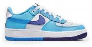 Кросівки для дівчаток демісезонні Nike AIR FORCE 1 LV8 2 (GS) DZ2660-100 р.37,5 білі із блакитним