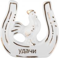 Фигурка петух на удачу 7х2 см белый с золотым